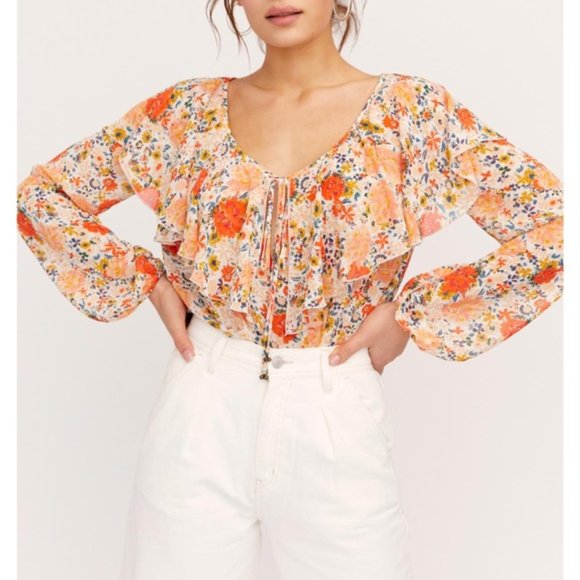 Free People Say It To Me Bodysuit in Ivory Combo - Picture 3 of 11